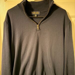Brooks Brothers Navy Supima Cotton Pique 1/4 Zip Sweater